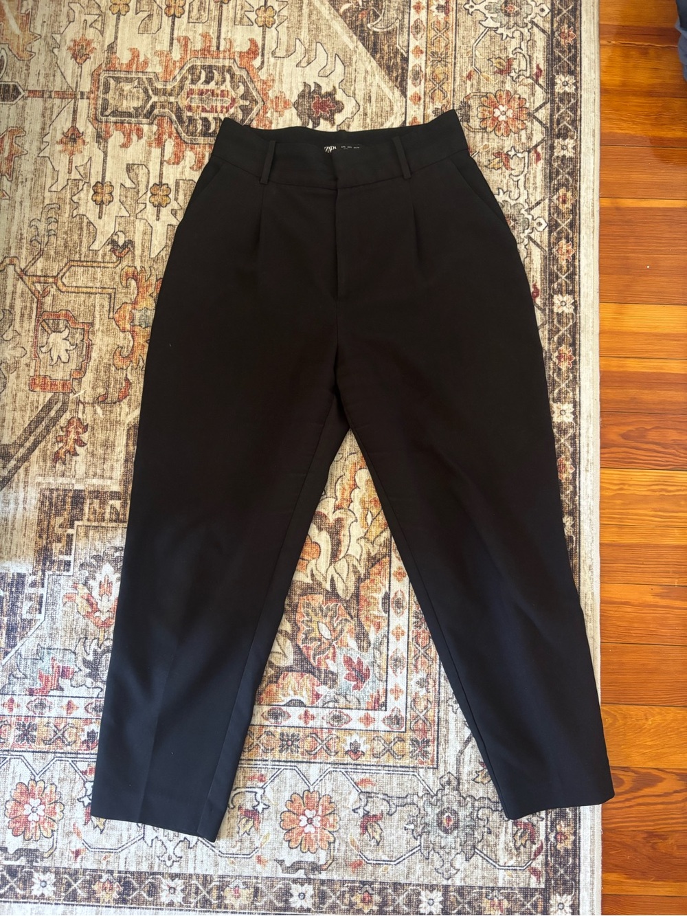 Zara Black Tailored High-Waist Trousers